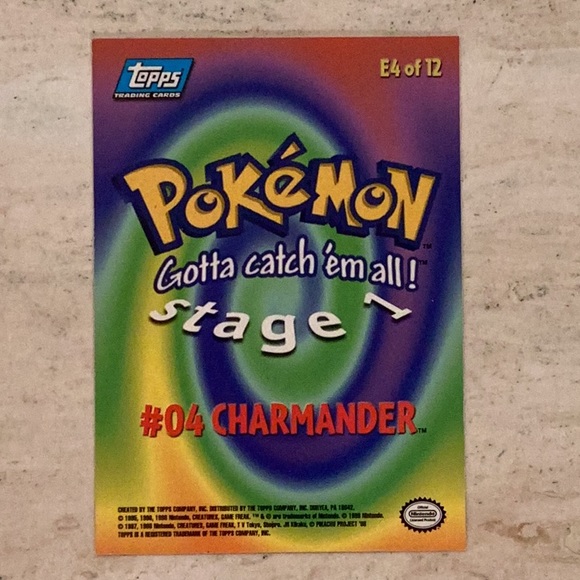 Charmander Topps E4 1999 #4 Pokemon Card #04 Topps TV 04 E4 of 12 - Picture 4 of 5